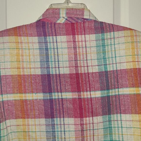 Vintage Bobbis Closet Pink Plaid Linen Blend Blazer - Picture 10 of 11